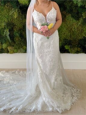 Stella York 7469 - Gorgeous Fit & Flare Sparkly Lace V-Neck Wedding Gown